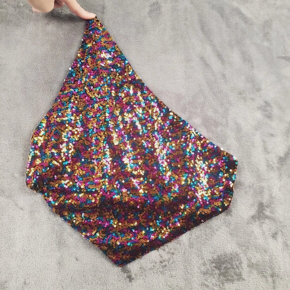 Rue 21 Womens One Shoulder Halter Top Size S Sequin Tank Club Disco Party RARE - Picture 1 of 11